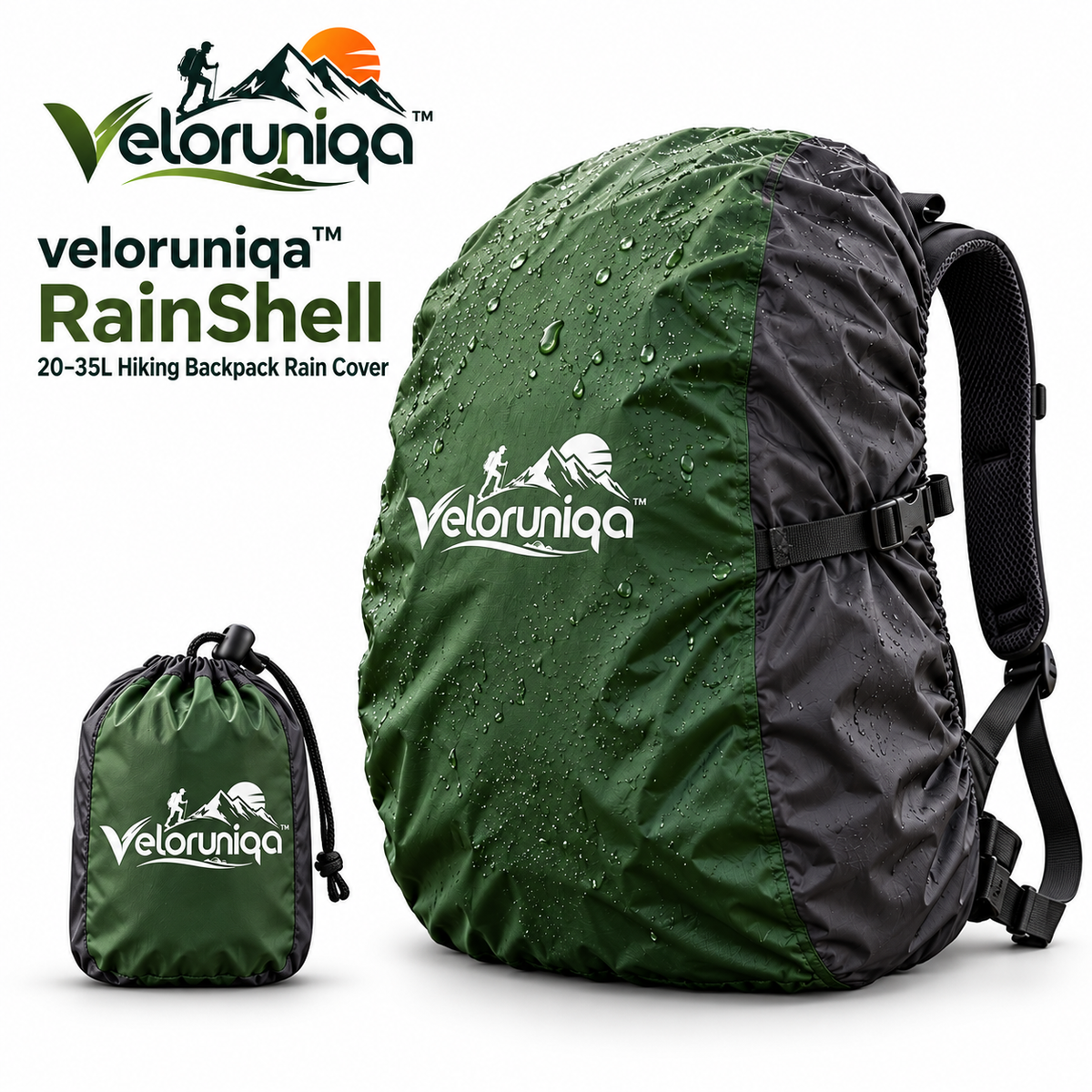 veloruniqa™ RainShell 20–35L Hiking Backpack Rain Cover