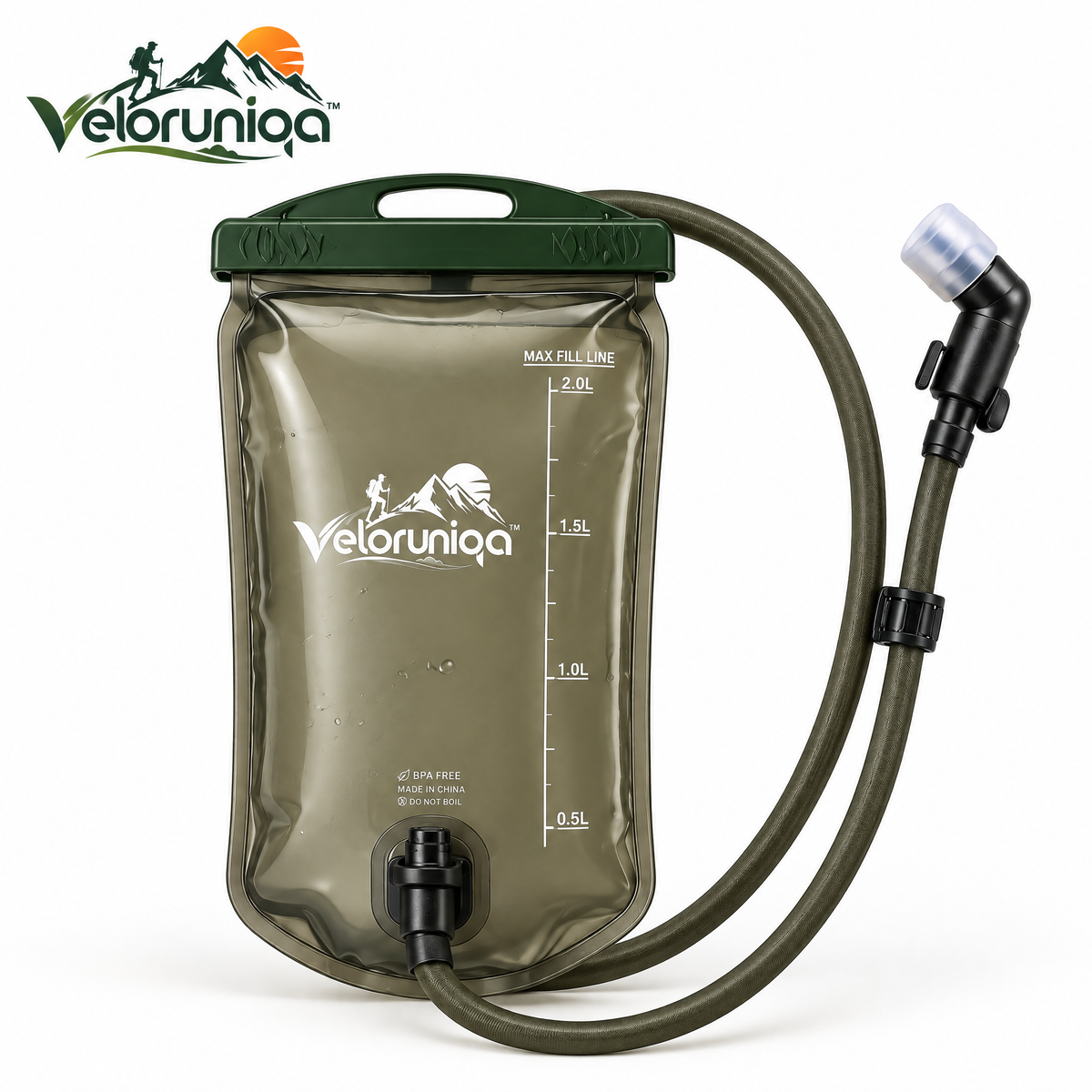 veloruniqa™ FlowTrack 2L Hydration Reservoir with Bite Valve & Drinking Hose