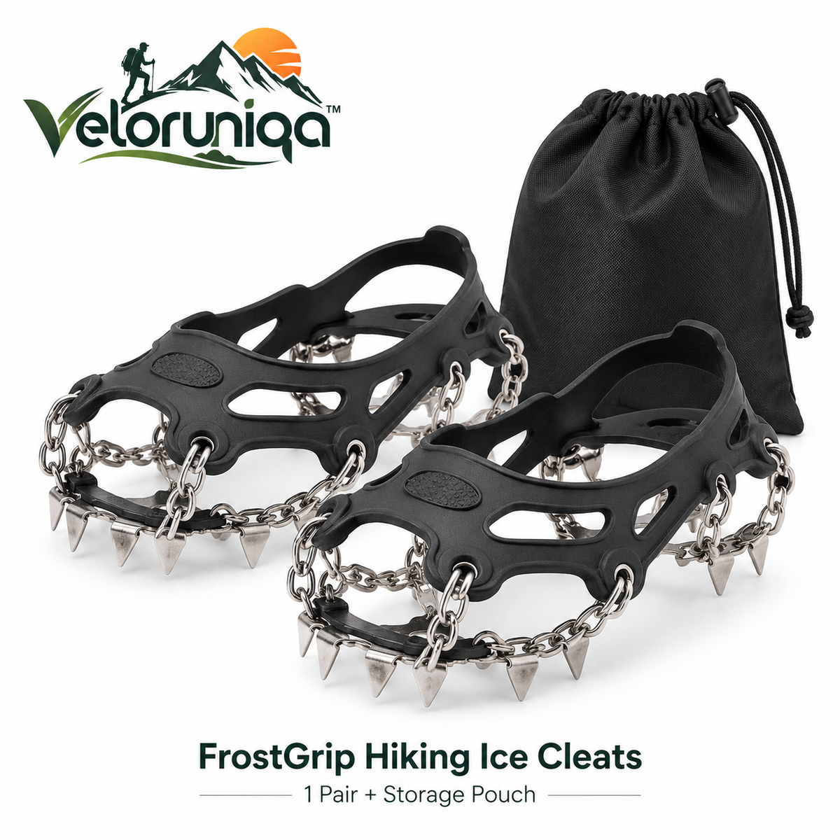 veloruniqa™ FrostGrip Hiking Ice Cleats — Stainless Steel Traction Spikes
