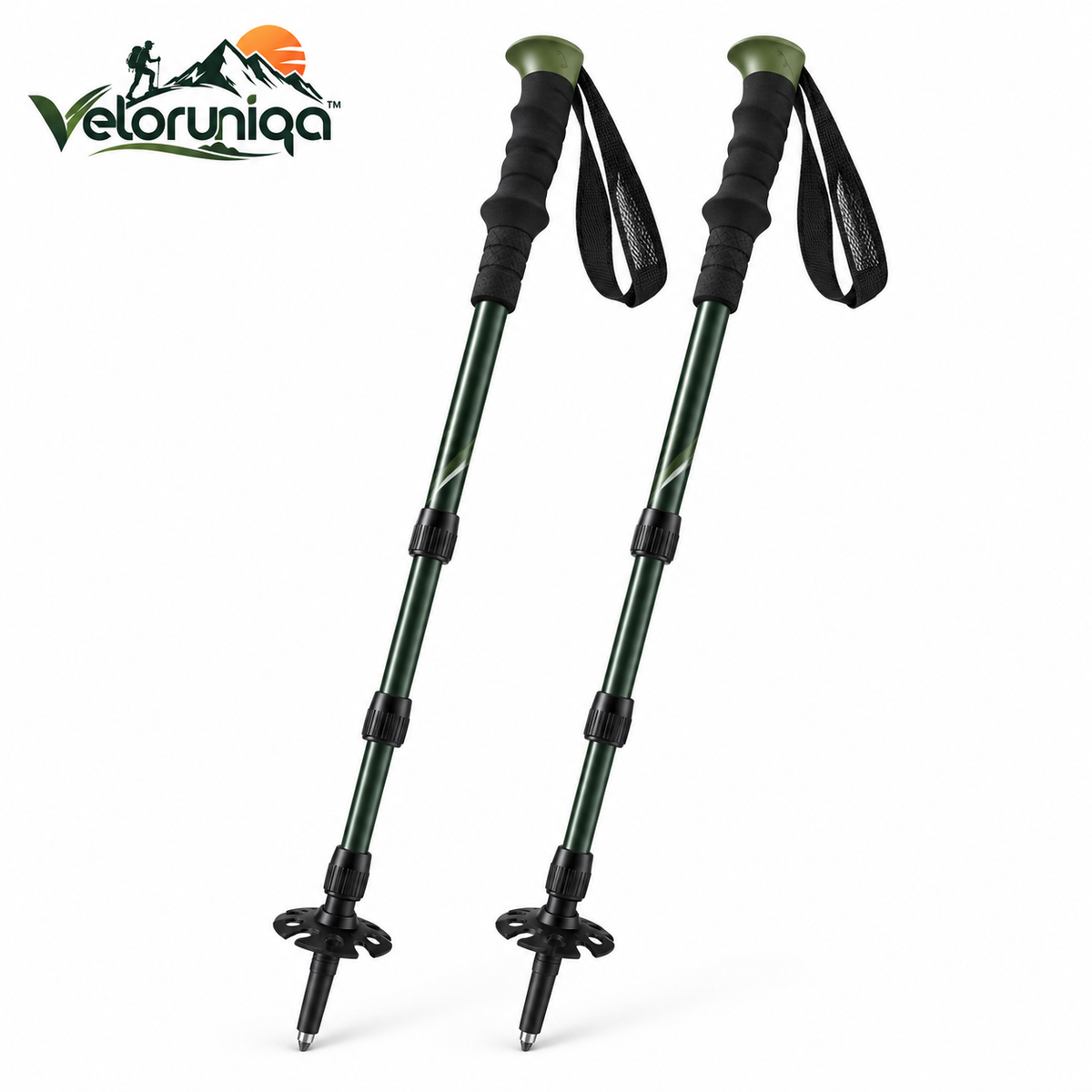 veloruniqa™ TrailAxis Adjustable Aluminum Trekking Poles — Pair