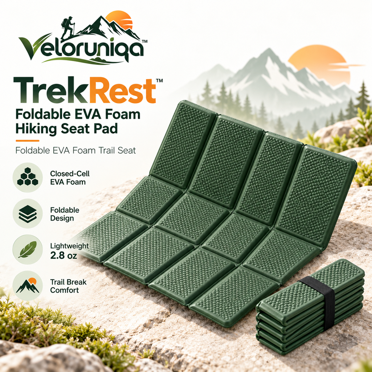 veloruniqa™ TrekRest Foldable EVA Foam Hiking Seat Pad