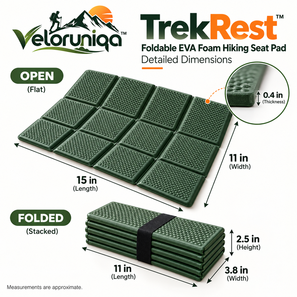 veloruniqa™ TrekRest Foldable EVA Foam Hiking Seat Pad