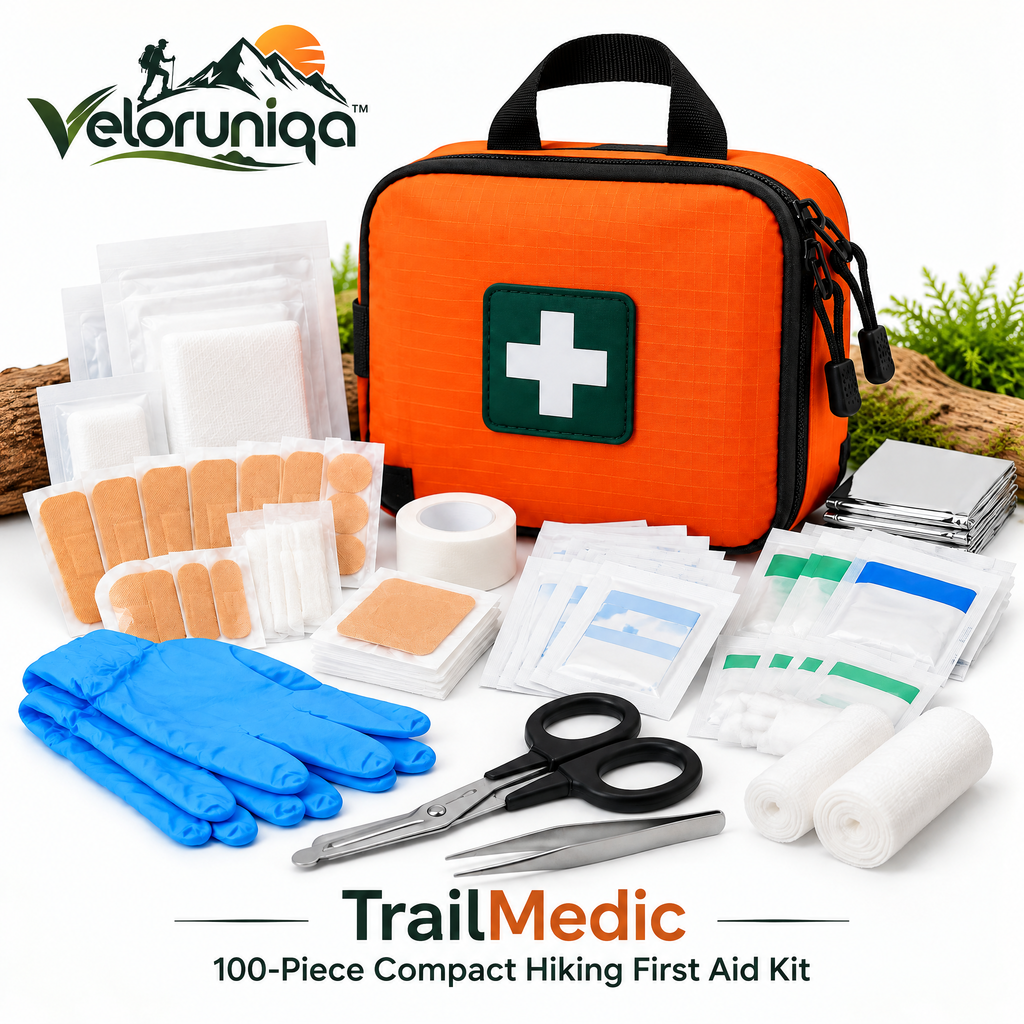 veloruniqa™ TrailMedic 100-Piece Compact Hiking First Aid Kit