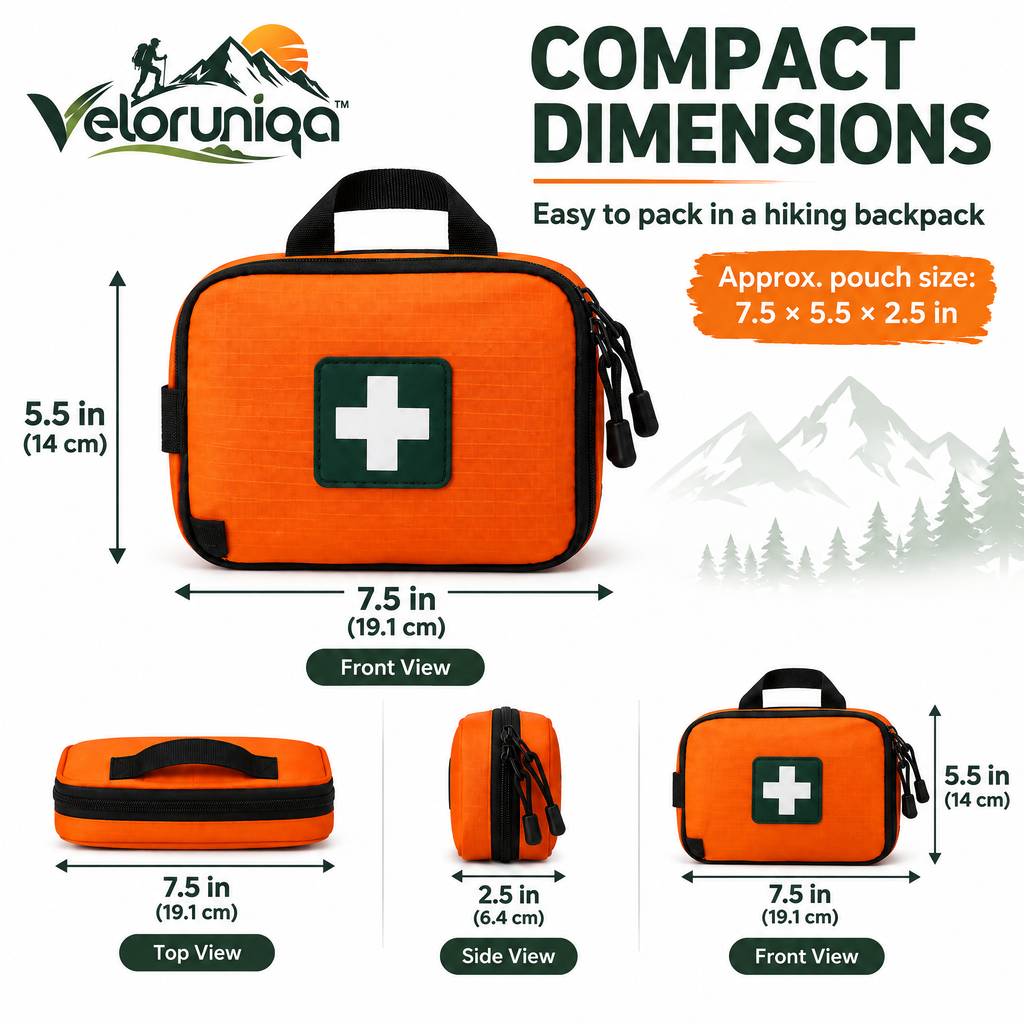 veloruniqa™ TrailMedic 100-Piece Compact Hiking First Aid Kit