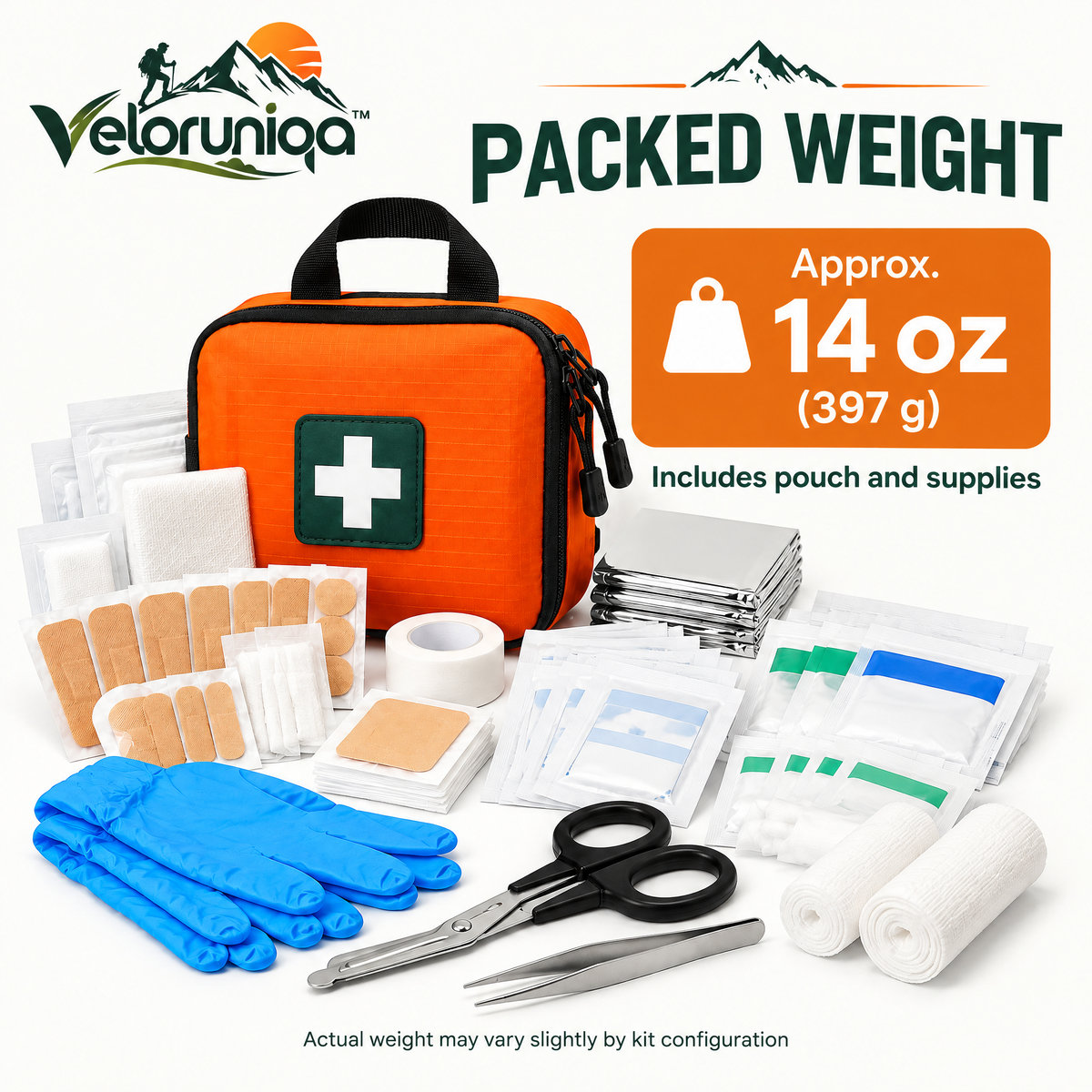 veloruniqa™ TrailMedic 100-Piece Compact Hiking First Aid Kit