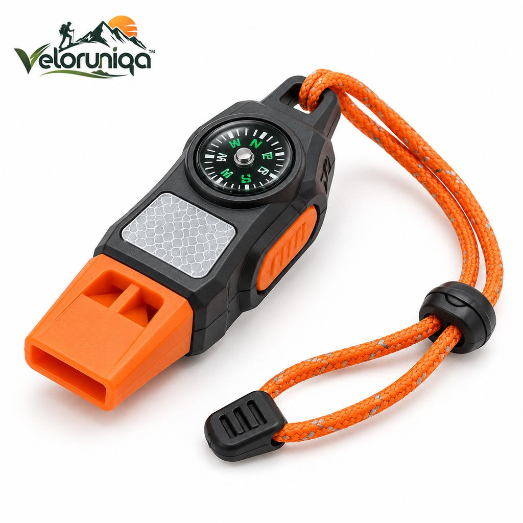 veloruniqa™ SummitSignal 3-in-1 Hiking Emergency Whistle & Backup Compass