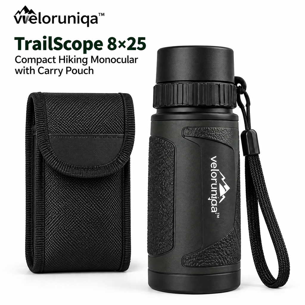 veloruniqa™ TrailScope 8×25 Compact Hiking Monocular with Carry Pouch
