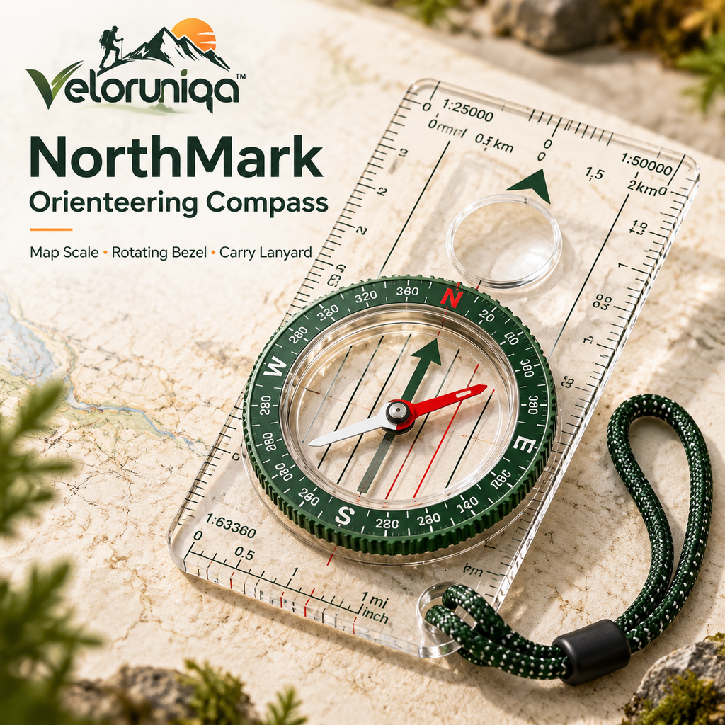veloruniqa™ NorthMark Orienteering Compass with Map Scale & Lanyard