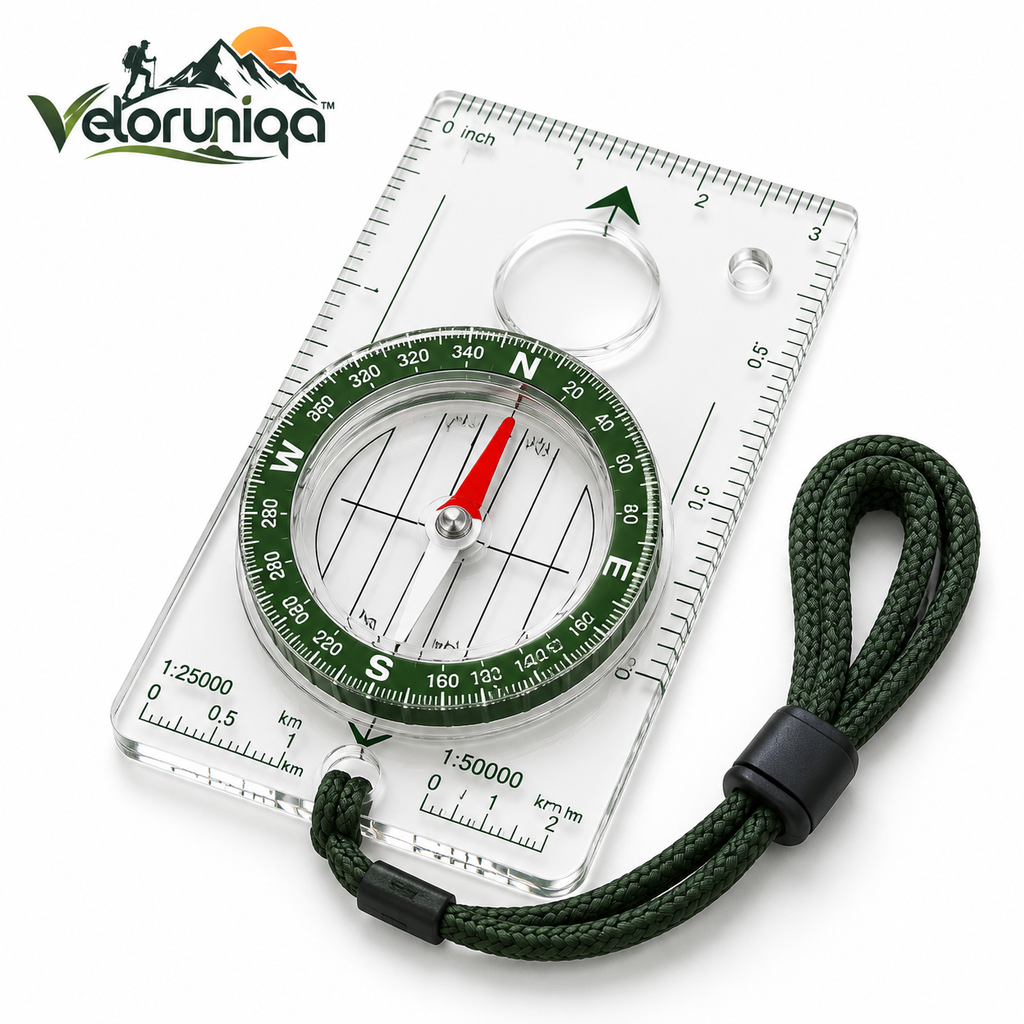 veloruniqa™ NorthMark Orienteering Compass with Map Scale & Lanyard