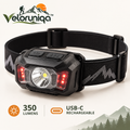 veloruniqa™ DawnPath 350-Lumen Rechargeable LED Hiking Headlamp