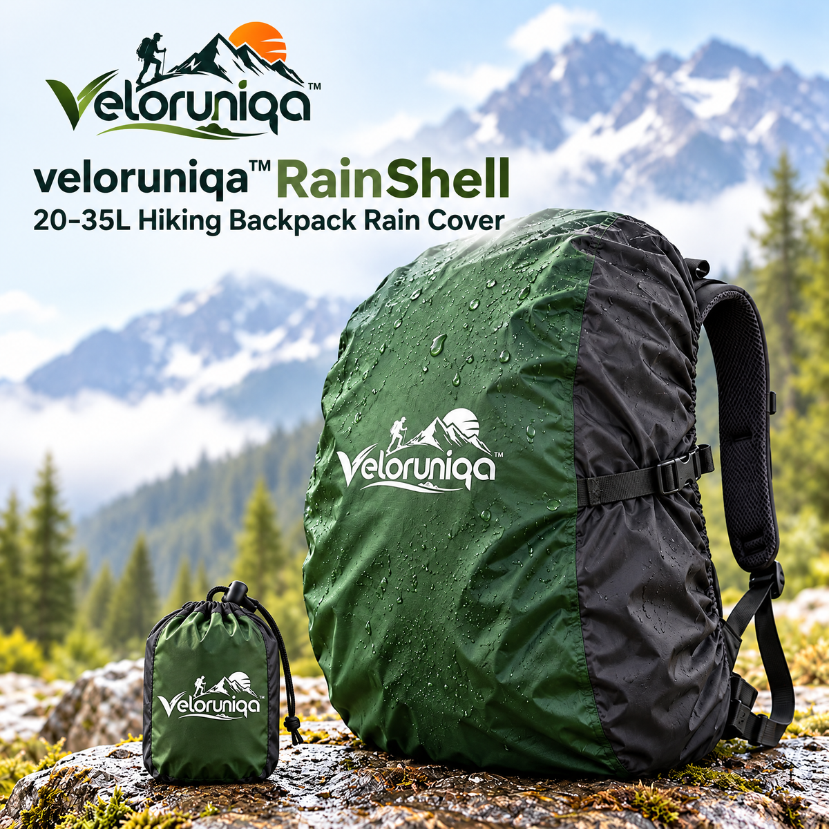 veloruniqa™ RainShell 20–35L Hiking Backpack Rain Cover